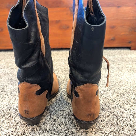 Code West Cowboy Boots 8M brown and black leather - Picture 3 of 5
